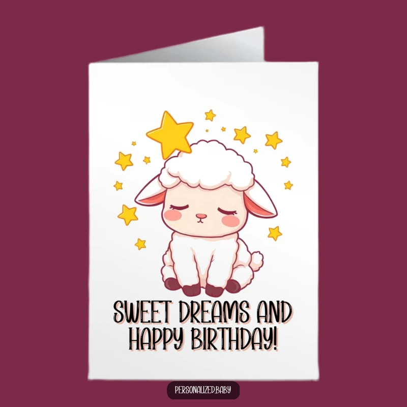 Free Printable Birthday Card: Sleepy Lamb Dreaming, Whimsical & Funny Downloadable Wish