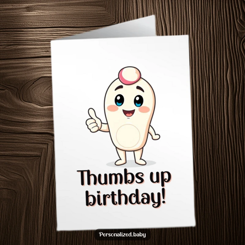 Funny Free Printable Birthday Card: Bouncing digital avatar gives a friendly thumbs up, celebrating a happy birthday.