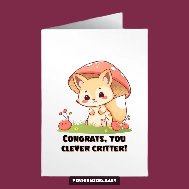 Free Printable Congrats Card: Fox Kit Peeking, Hilarious Downloadable Celebration