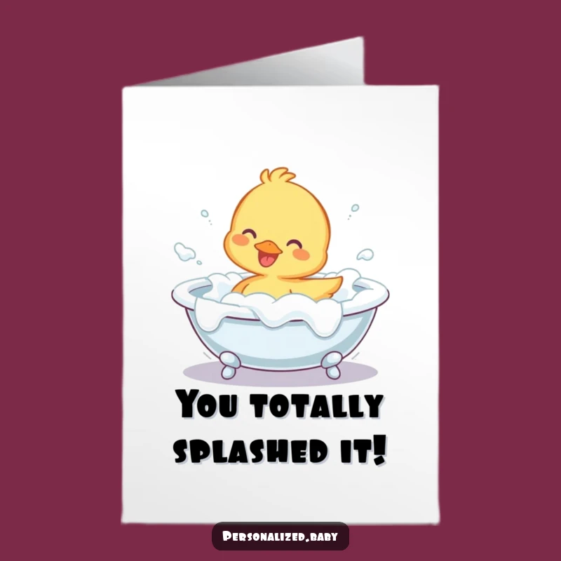Free Printable Congrats Card: Duckling Bubble Bash, Downloadable Funny Celebration