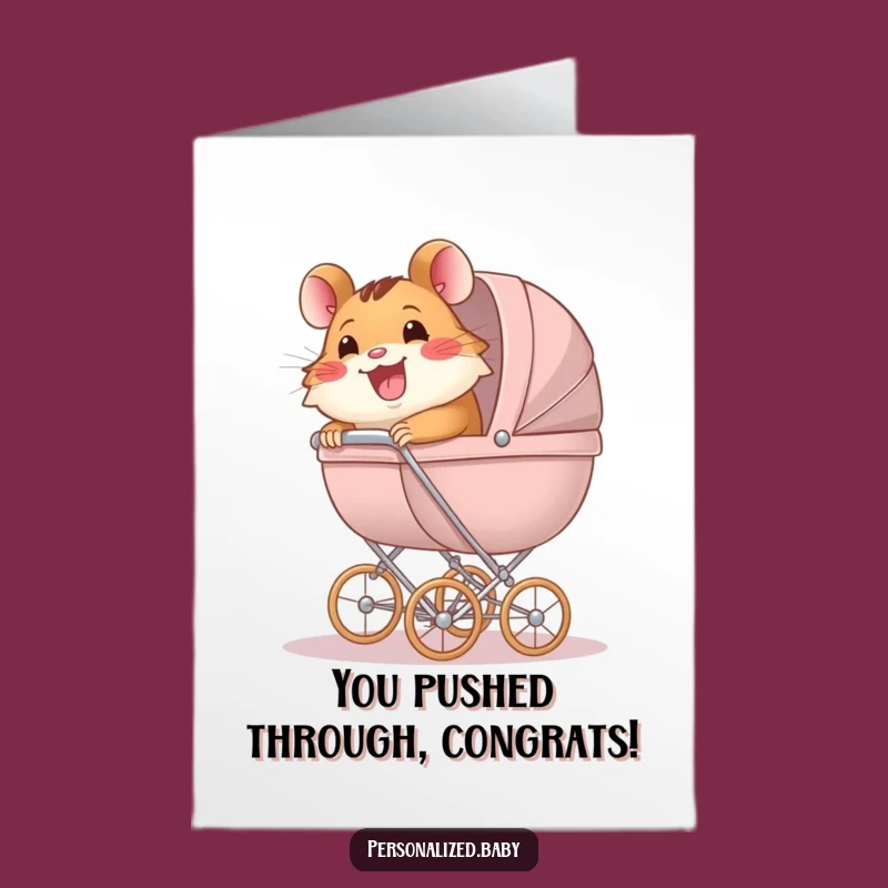 Free Printable Congrats Card: Hamster Baby Arrival, Downloadable Funny Gift for New Parents