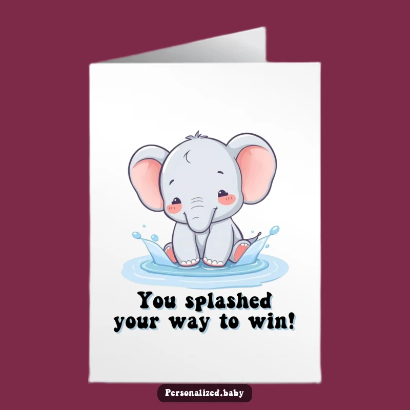 Free Printable Congrats Card: Happy Elephant Splash - A Humorous Downloadable Gift for Their Success!