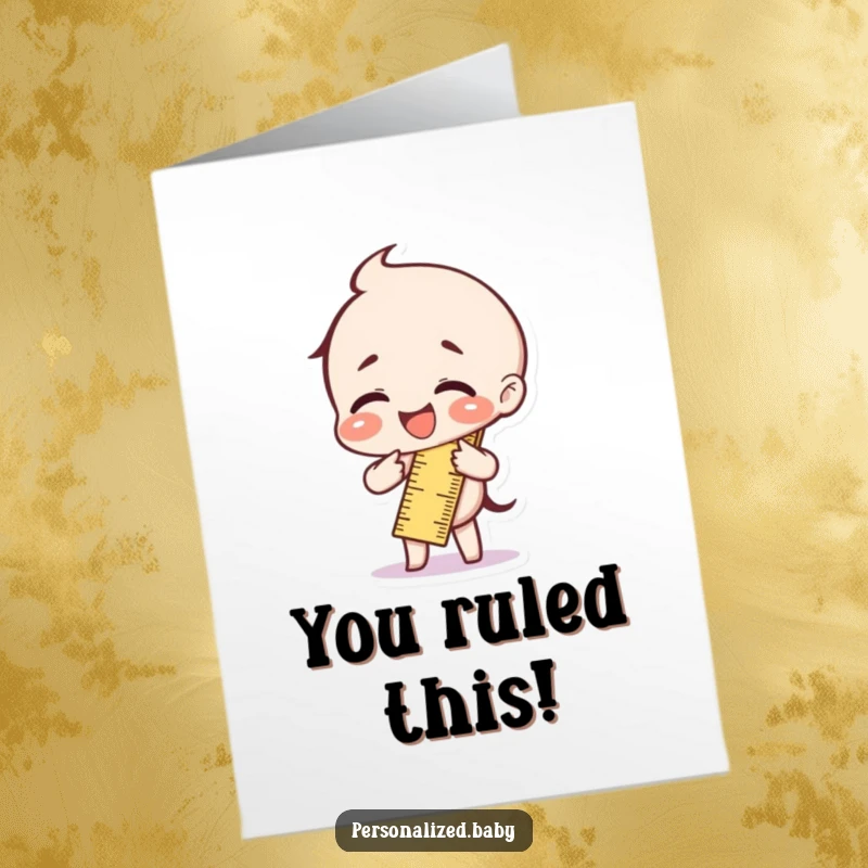 Funny Free Printable Congrats Card: A ruler character bent double, laughing hysterically at someone's great success.