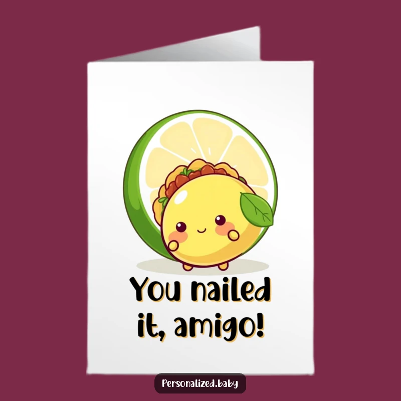 Free Printable Congrats Card: Shy Taco Cheers for Your Win Downloadable Gift