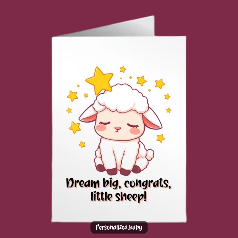 Free Printable Congrats Card: Sleepy Lamb Dreaming, Gentle & Funny Downloadable Message