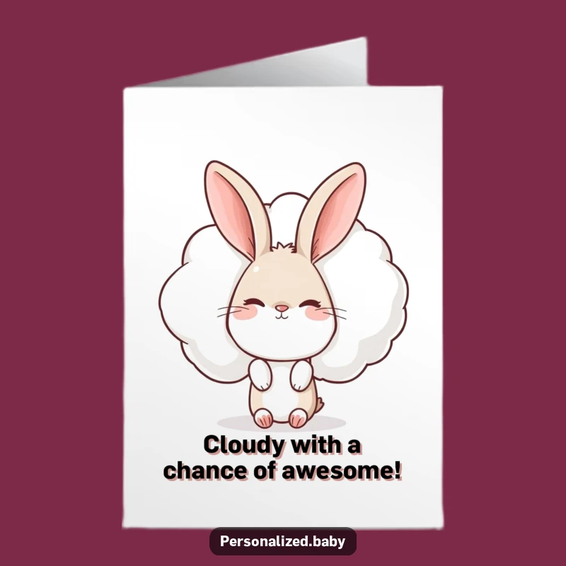 Free Printable Funny Congrats Card: Rabbit & Cloud Surprise Downloadable Gift