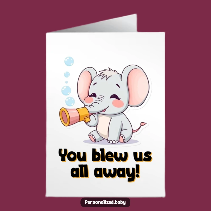 Free Printable Congrats Card: Elly the Elephant's Bubble Blast, Humorous Downloadable Message