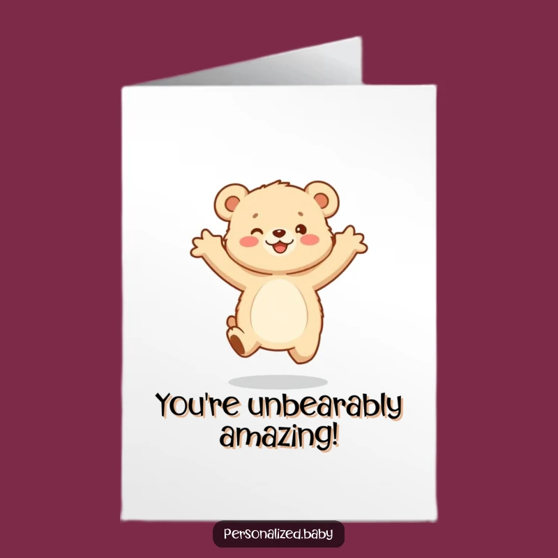 Free Printable Congrats Card: Bear Cub's Happy Jump - Humorous Downloadable & DIY Gift