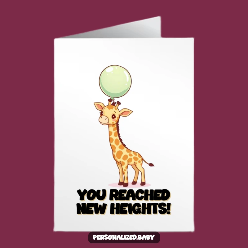 Free Printable Congrats Card: Giraffe Balloon Reach - Humorous Downloadable Gift for Achieving Goals!