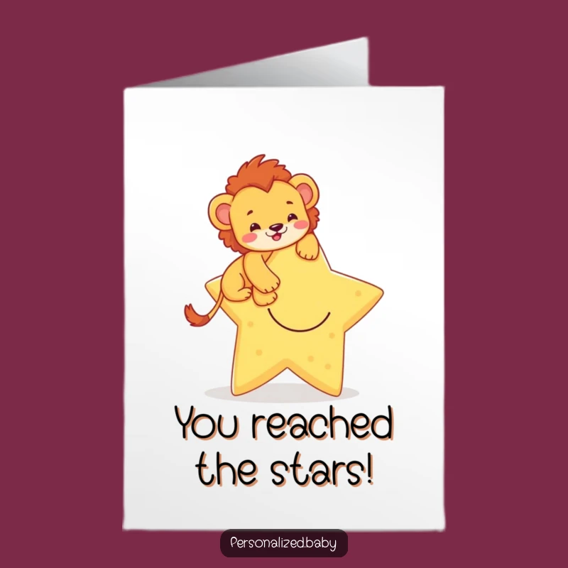 Free Printable Lion Cub Congrats Card: Star Achievement Downloadable Gift