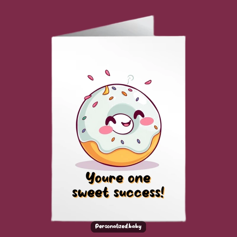 Free Printable Congrats Card: Rolling Donut Cheers Your Success Downloadable