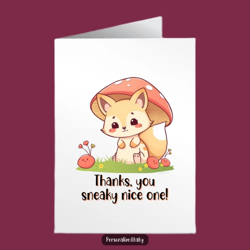 Free Printable Thank You Card: Fox Kit Peeking, Funny Downloadable Gratitude