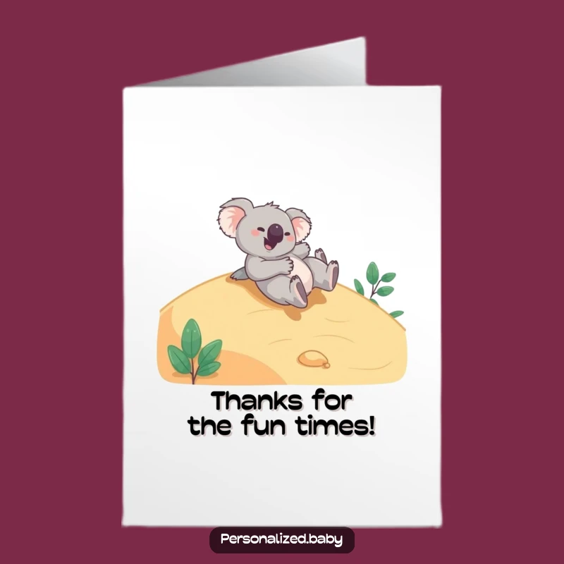 Free Printable Thank You Card: Giggling Koala Tumbles, Funny Downloadable Gratitude