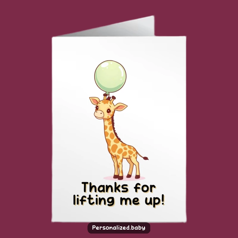 Free Printable Thank You Card: Giraffe Balloon Reach - A Unique Downloadable Gift of Gratitude!