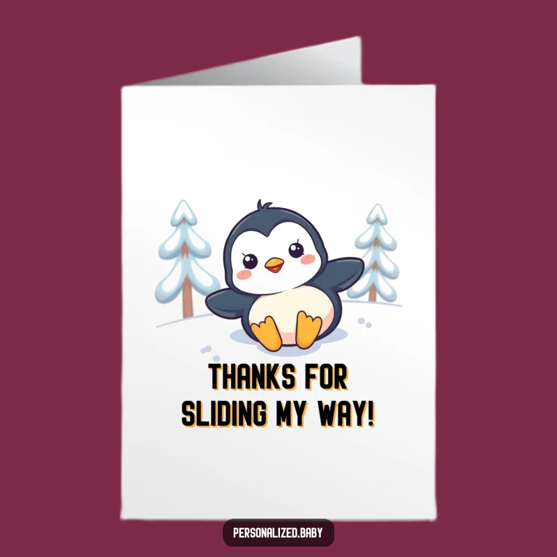 Free Printable Thank You Card: Penguin Sliding - A Fun Downloadable Gift to Show Your Thanks!