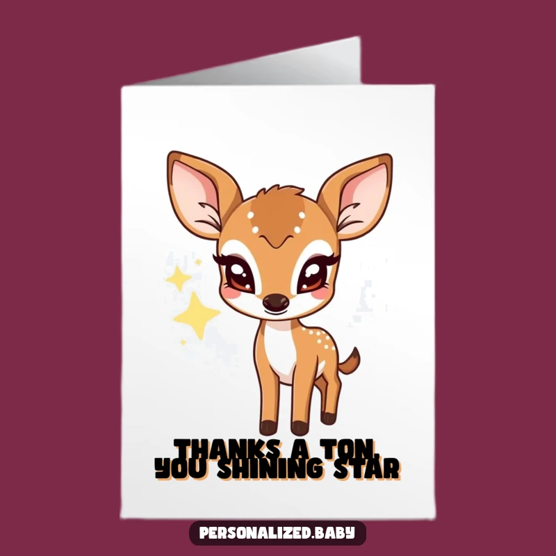 Free Printable Thank You Card: Shy Deer Star Funny Downloadable Gift for Expressing Gratitude