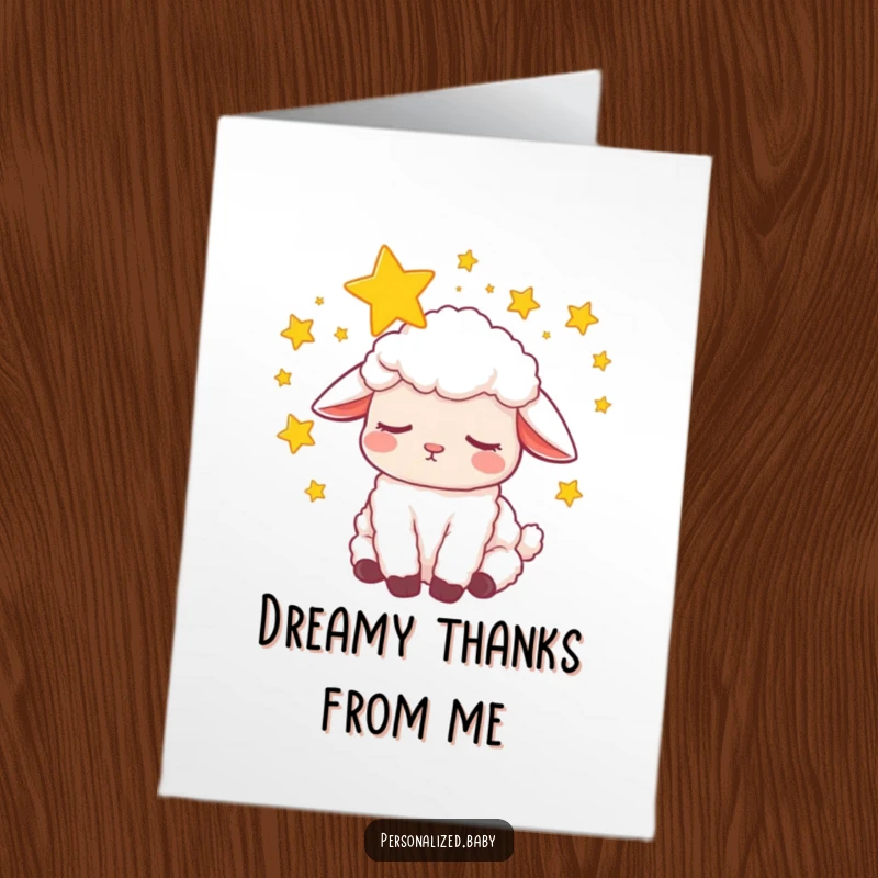Funny Free Printable Thank You Card: Sleepy lamb dreaming with stars, a sweet way to say thanks.