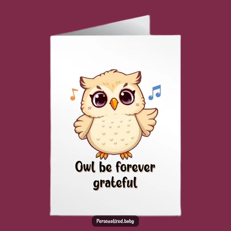 Free Printable Thank You Card: Surprised Owl Hooting Thanks Melodically