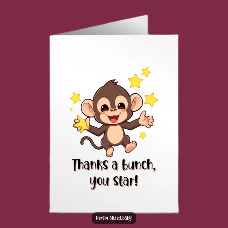 Free Printable Monkey Thank You Card: Funny Downloadable Starry Gratitude Gift!
