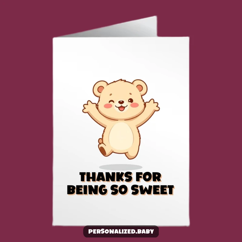Free Printable Thank You Card: Bear Cub's Grateful Leap - Funny Appreciation Gift