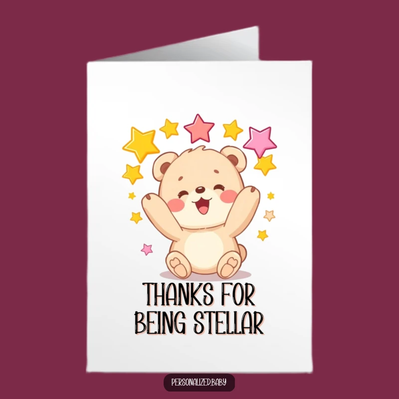 Sparkling Free Printable Thank You Card: Juggling Bear cub DIY Digital Gift