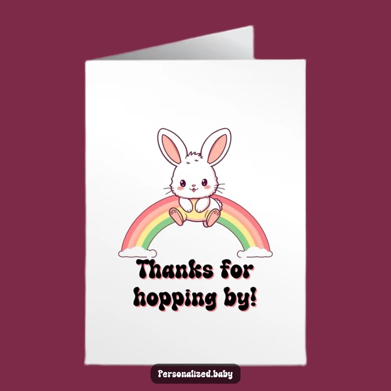 Free Printable Bunny Thank You Card: Oversized Ears Rainbow Hop Downloadable Gift