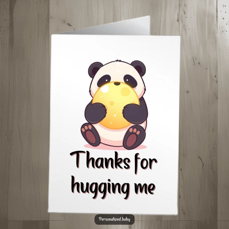 Funny Free Printable Panda Thank You Card: Sweet panda hugging a glowing planet, symbolizing appreciation for the world.