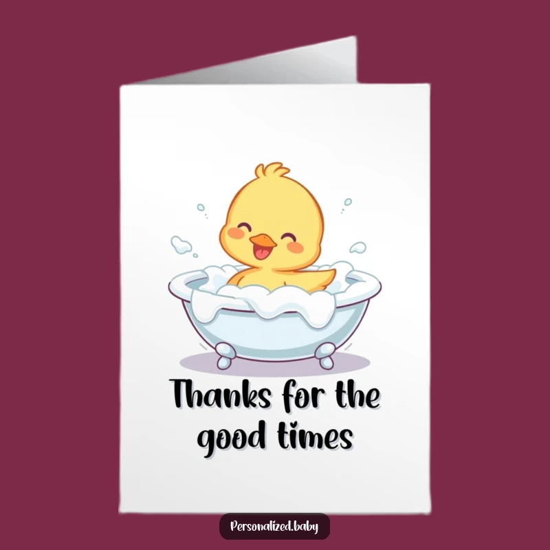 Free Printable Thank You Card: Duckling's Foam Fun, Downloadable Funny Gratitude