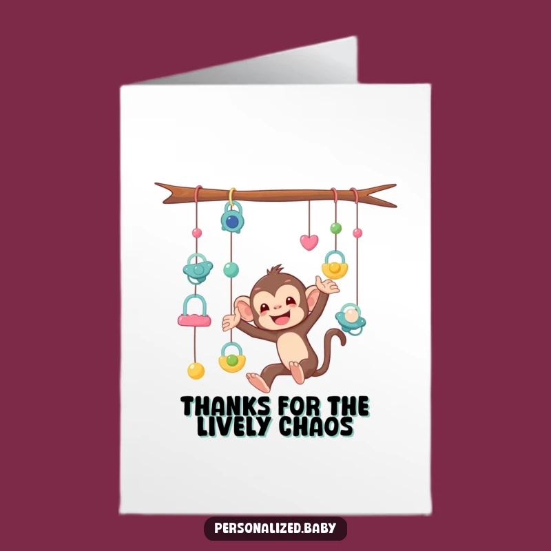 Free Printable Thank You Card: Monkey's Pacifier Puzzle, Downloadable Funny Gratitude