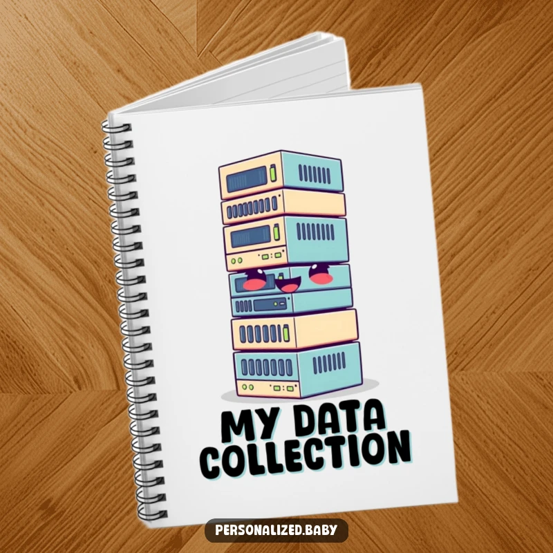 Funny notebook showcasing a giggling, wobbly stack of data blocks, perfect for capturing notes and code.