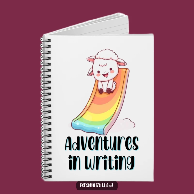Funny Joyful Journey Notebook: Lamb on rainbow slide, a perfect funny gift.