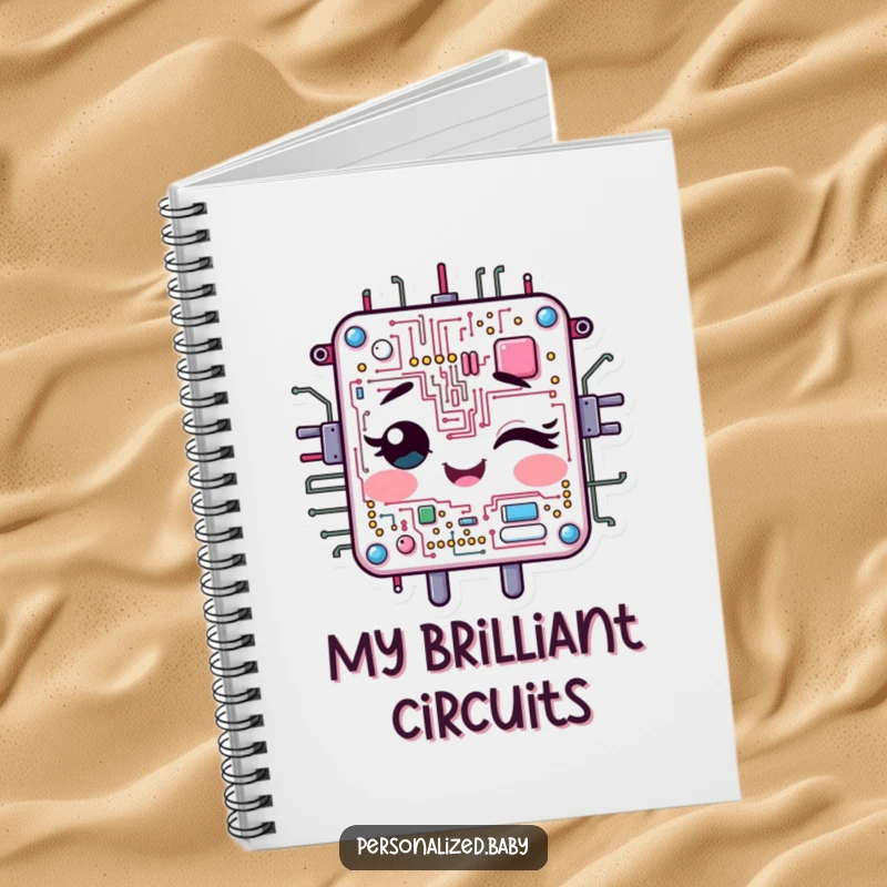 Funny Notebook: Cheerful, animated circuit board character winks. Ideal for journaling and funny gift giving.
