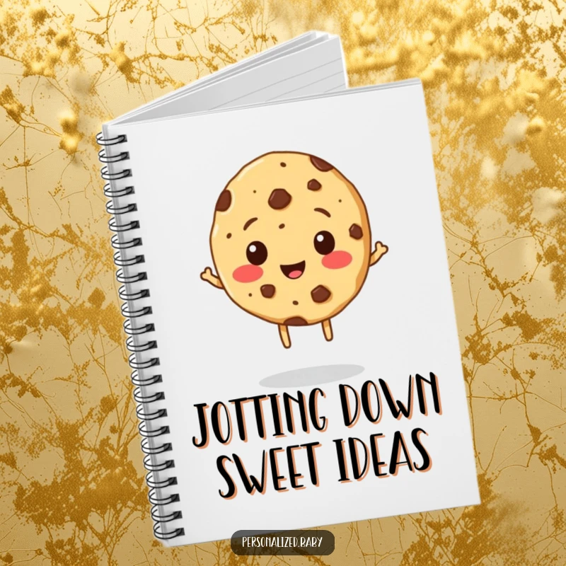 Funny Cookie Notebook: A lined notebook with a cheerful, bouncing cookie character and chocolate chip freckles on the cover.