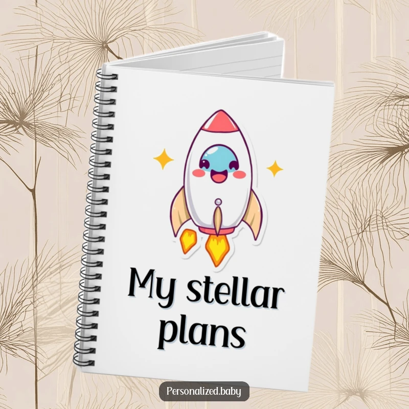 Funny Notebook: Beaming rocket ship character launches with a happy expression. Ideal for journaling and funny gift giving.