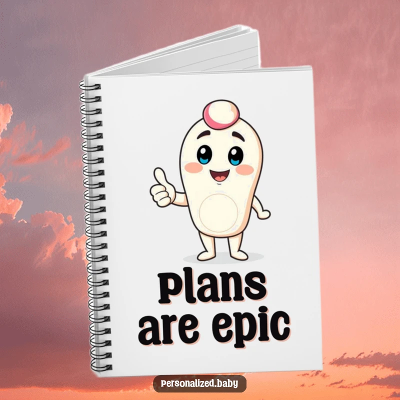 Funny digital avatar notebook cover with a bouncing character giving a thumbs up, ideal for jotting down gaming strategies and ideas.