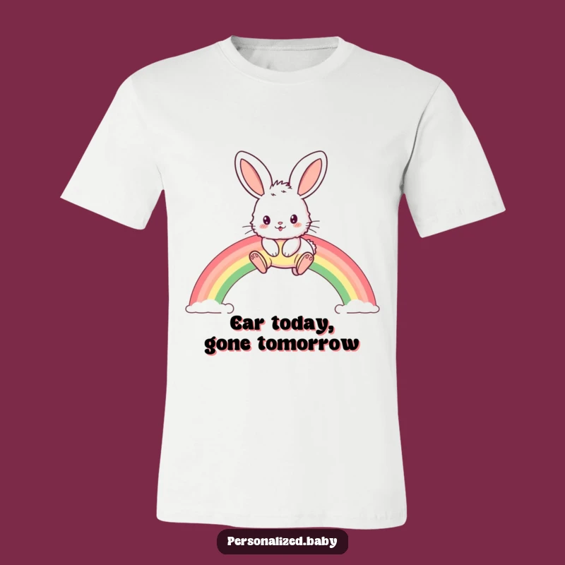 Funny Bunny Rainbow Hop T-Shirt: Cute Fluffy Rabbit Tee for Joyful Adventures