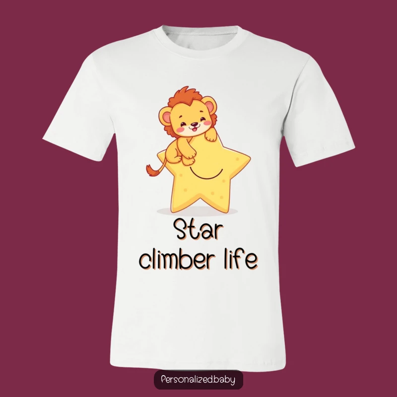 Funny Lion Cub T-Shirt: Climb High With This Star Design