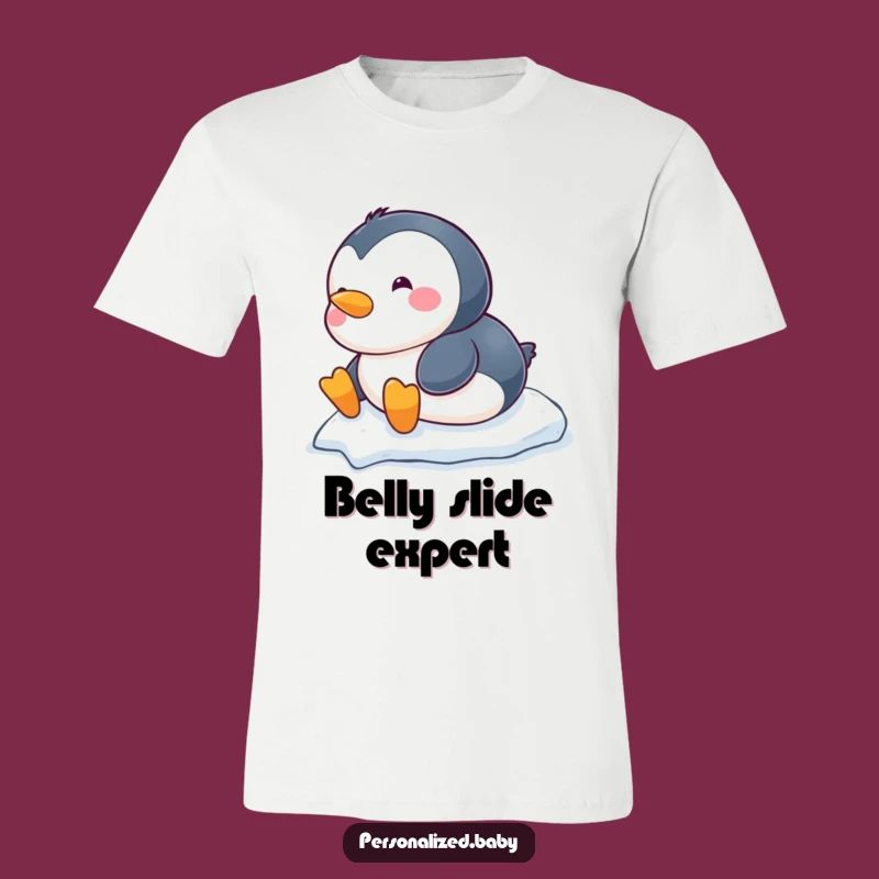 Funny Penguin T-Shirt - Chubby Sliding Belly Tee, a Hilarious Winter Animal Gift