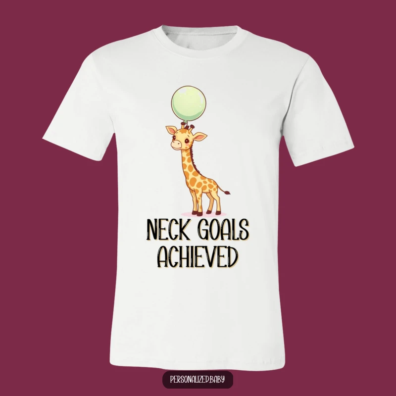 Funny Giraffe Balloon Chase T-Shirt - Quirky and humorous gift for dreamers.