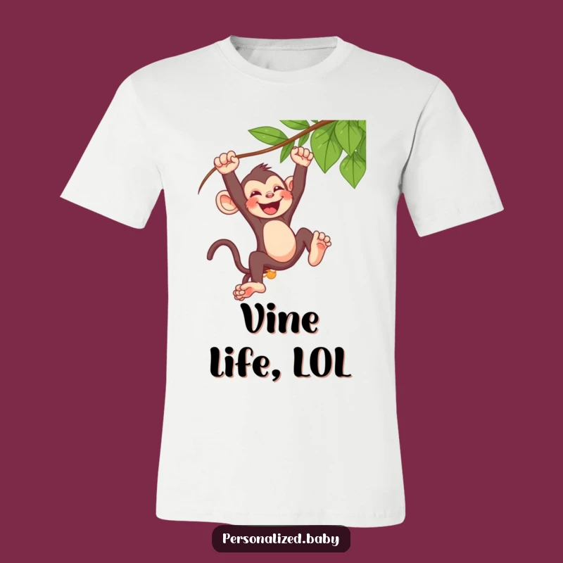 Funny Monkey T-Shirt - Mischievous Baby Swinging Laughing Tee, a Wild Primate Gift