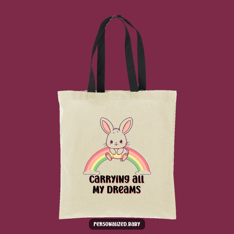 Funny Bunny Rainbow Hop Tote Bag: Stylish Fluffy Rabbit Carryall for Essentials