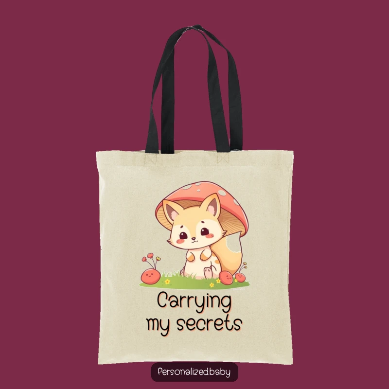 Funny Fox Kit Mushroom Tote Bag: Carry Woodland Secrets, Ideal Funny Gift!