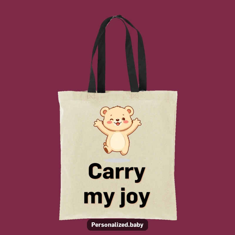 Funny Bear Cub Tote Bag: Joyful Jump - Carry Your Cute with Humor