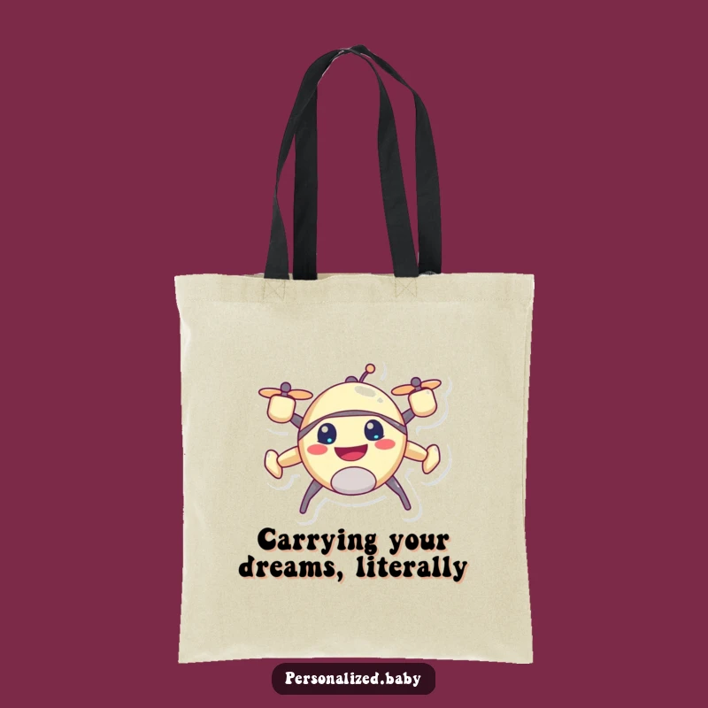 Funny Drone Tote Bag - Happy Buzzing Character Eco-Friendly Gift