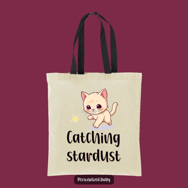 Funny Kitten Comet Chase Tote Bag: Celestial Style Gift Bag