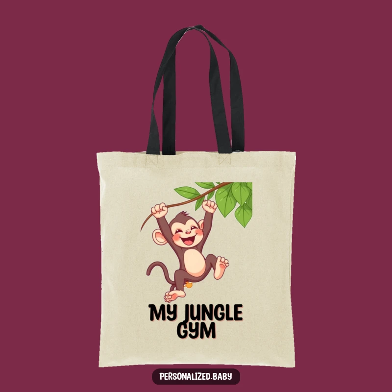 Funny Monkey Tote Bag - Mischievous Baby Swinging Laughing Carry-all, a Primate Gift