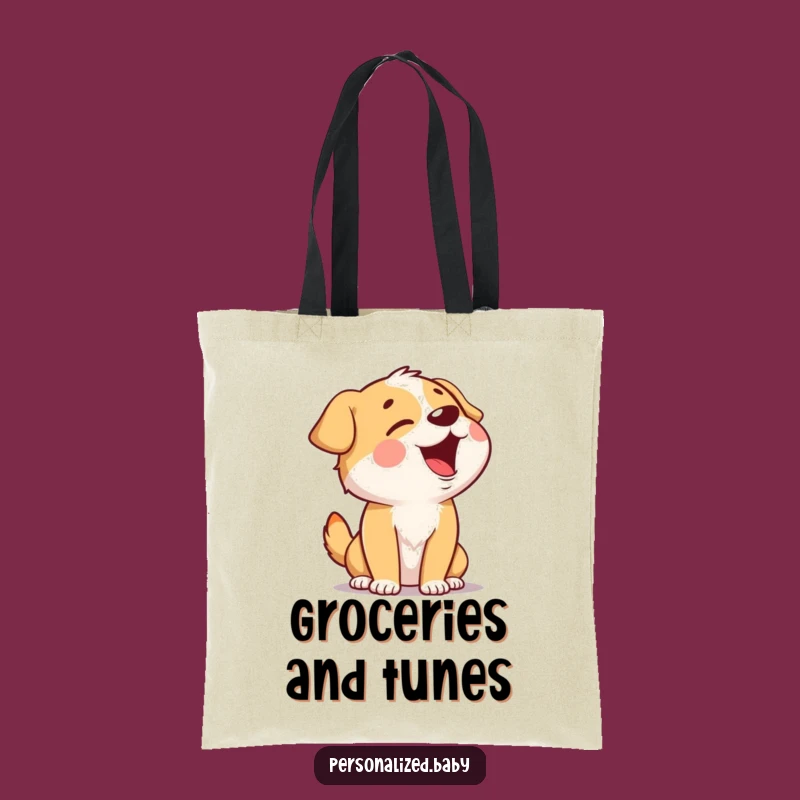Funny Singing Dog Tote Bag: Giggling Pooch Harmony, Practical and Hilarious Gift Accessory