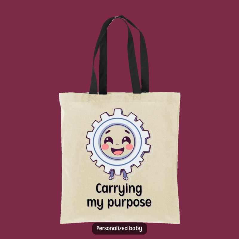 Funny Spinning Gear Tote Bag for Automation Enthusiasts