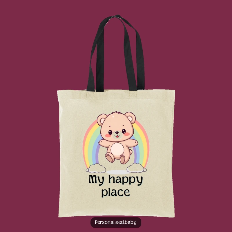 Funny Bear Cub Rainbow Tote Bag: Carry Color and Cheer