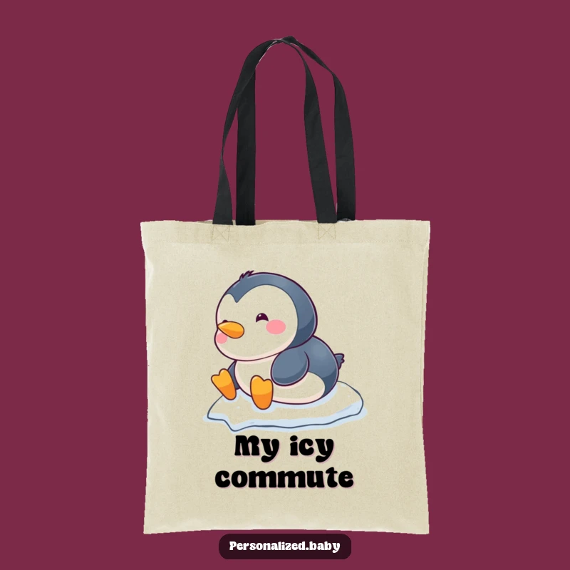 Funny Penguin Tote Bag - Chubby Sliding Belly Carry-all, a Hilarious Winter Gift